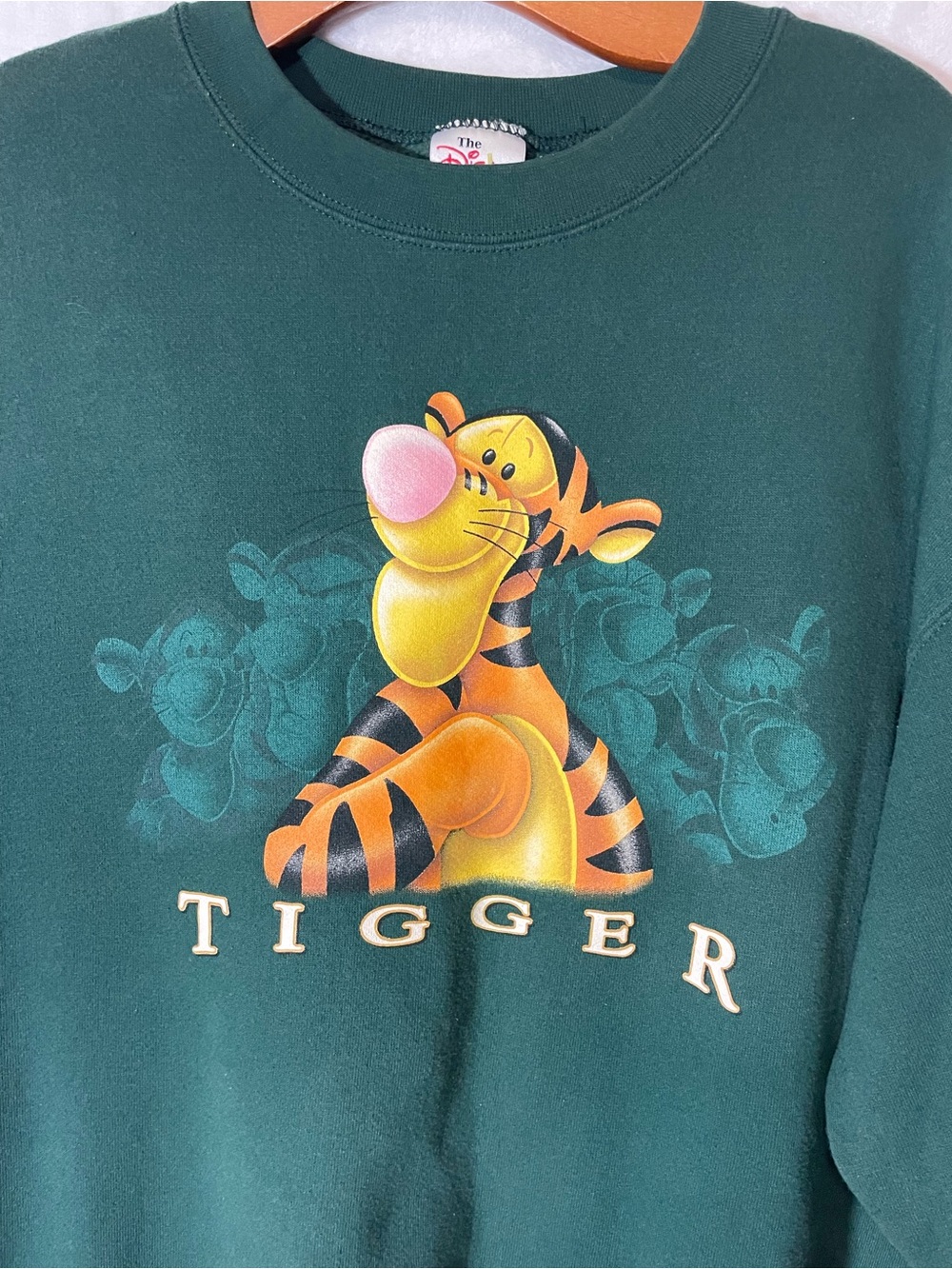 Vintage Disney Tigger Graphic Crewneck Sweatshirt- Dark Green - Picture 3 of 4